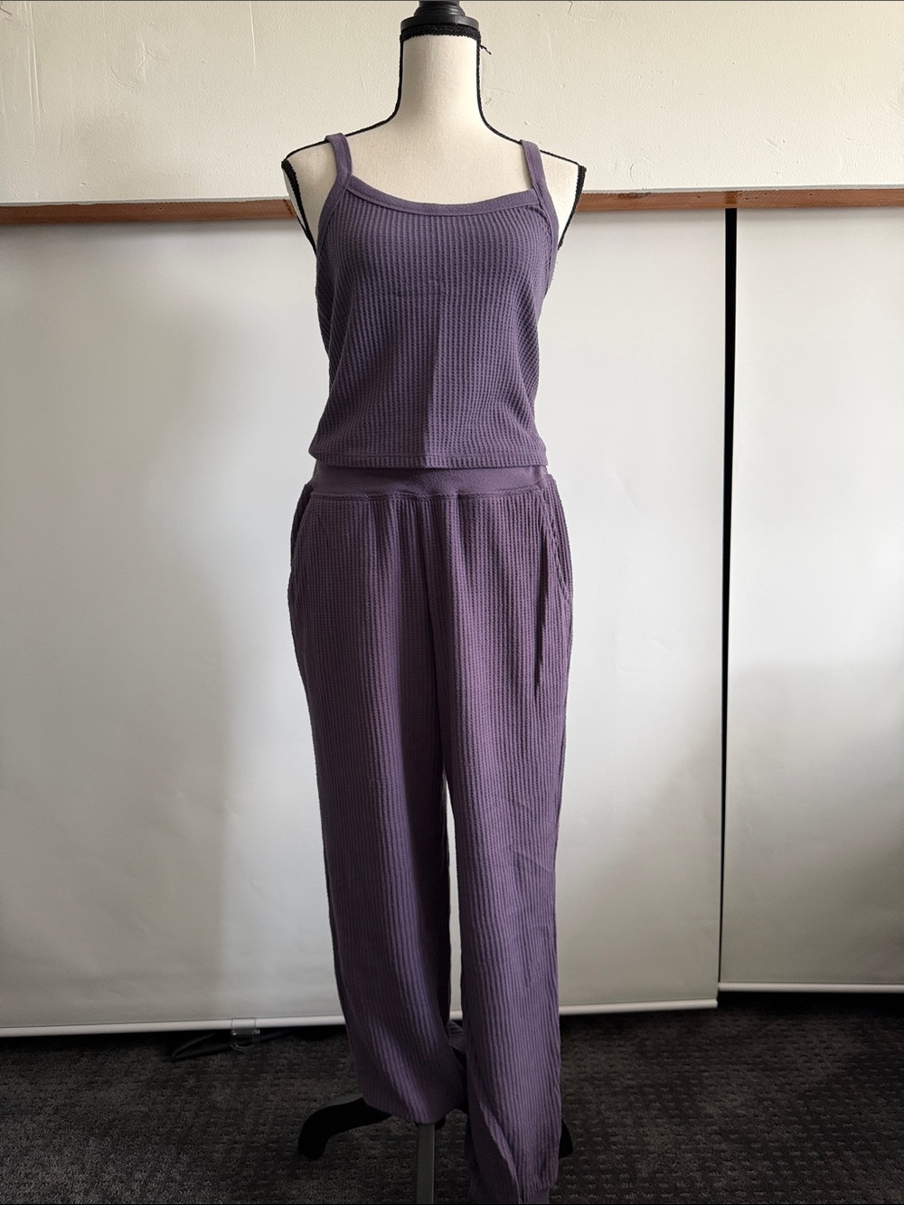 Old Navy Waffle-Knit Tank Jumpsuit in Dusty Lavender